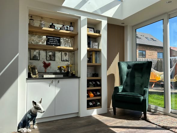 Bespoke Media Wall with Display Boxes and Concealed Storage