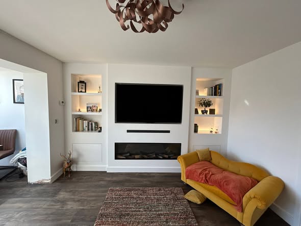 Bespoke Media Wall with Display Boxes and Concealed Storage