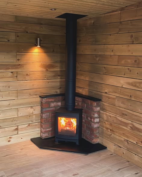 Wood Burning Stove Installation in Timber Garden Room view 7