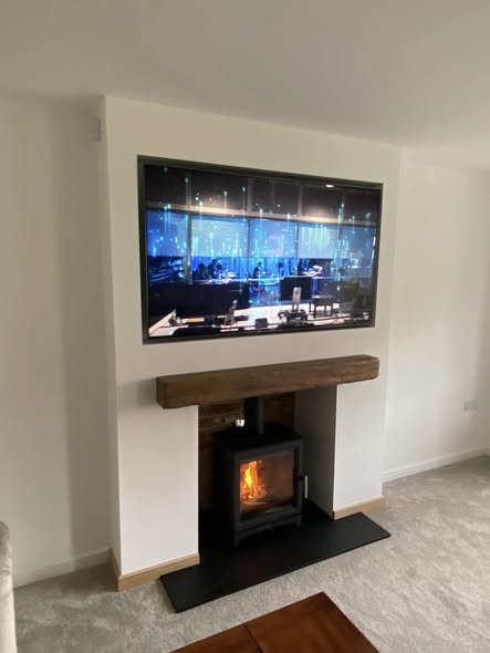 Feature Chimney Breast with Wood Burning Stove and Inset TV view 5