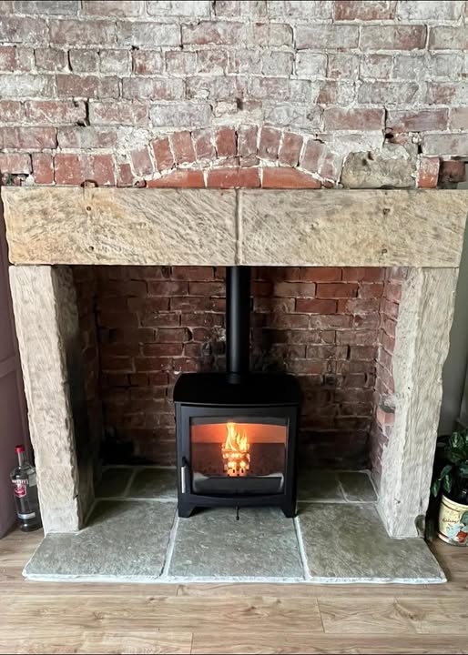 Parkray Aspect 14 Stove in Stone Inglenook Fireplace view 2
