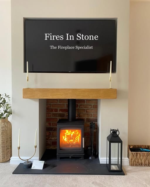 Crawcrook Feature Chimney Breast with Stove and Inset TV view 2