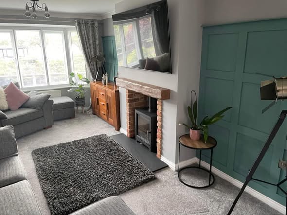 Crawcrook Feature Chimney Breast with Stove and Inset TV view 3