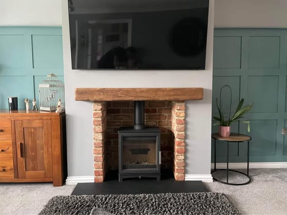 Crawcrook Feature Chimney Breast with Stove and Inset TV view 4
