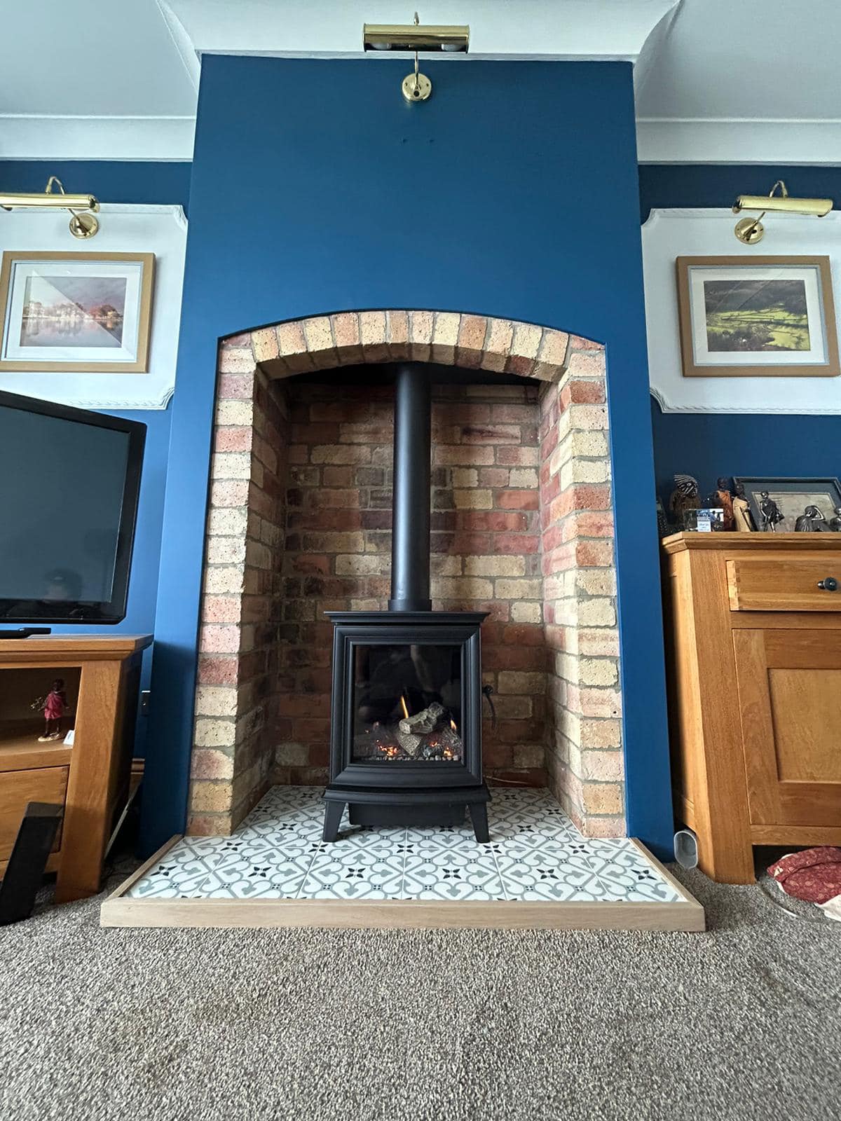 Newbiggin Fireplace with Tiled Hearth and Original Brickwork