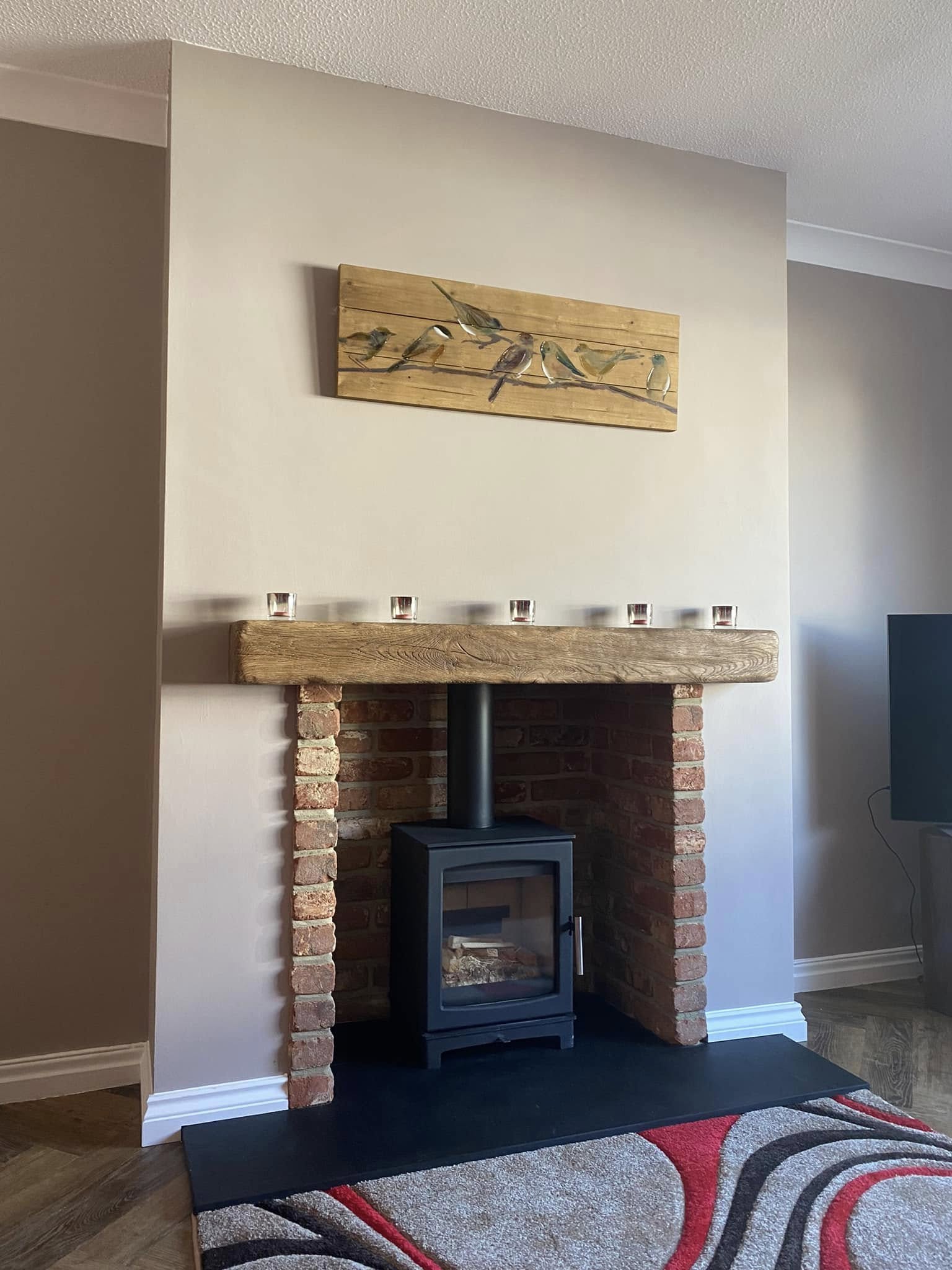 Blyth Feature Chimney Breast with Stove and External Flue view 3