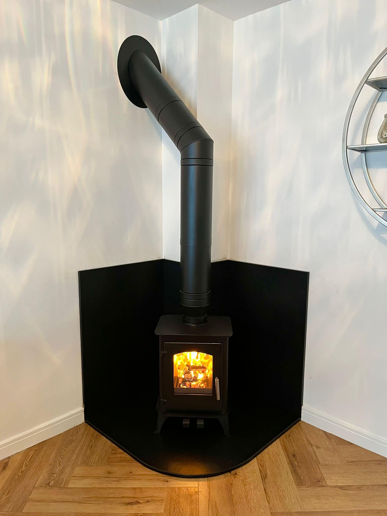 Blyth Stove Installation with Italian Slate Wall Protection view 3