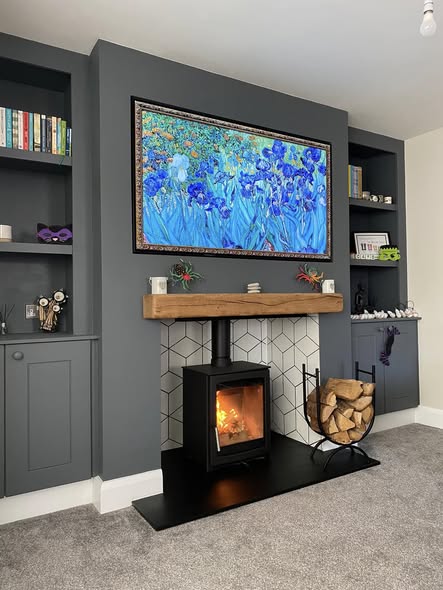 Morpeth Feature Fireplace with Wood Burning Stove and External Flue view 4