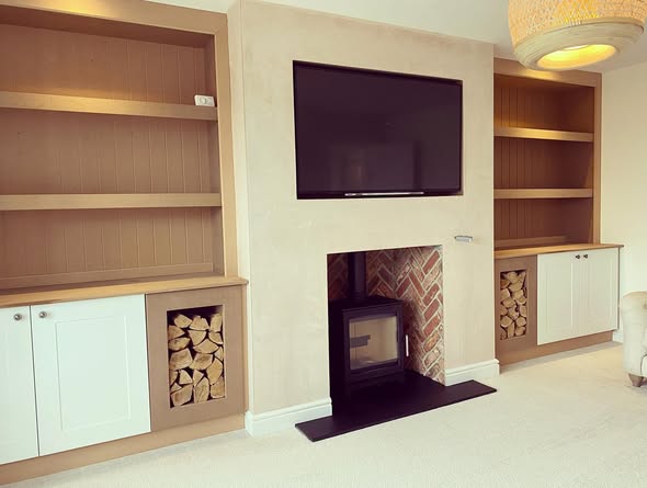 Crawcrook New-Build Living Room with Stove and Bespoke Bookcases view 4