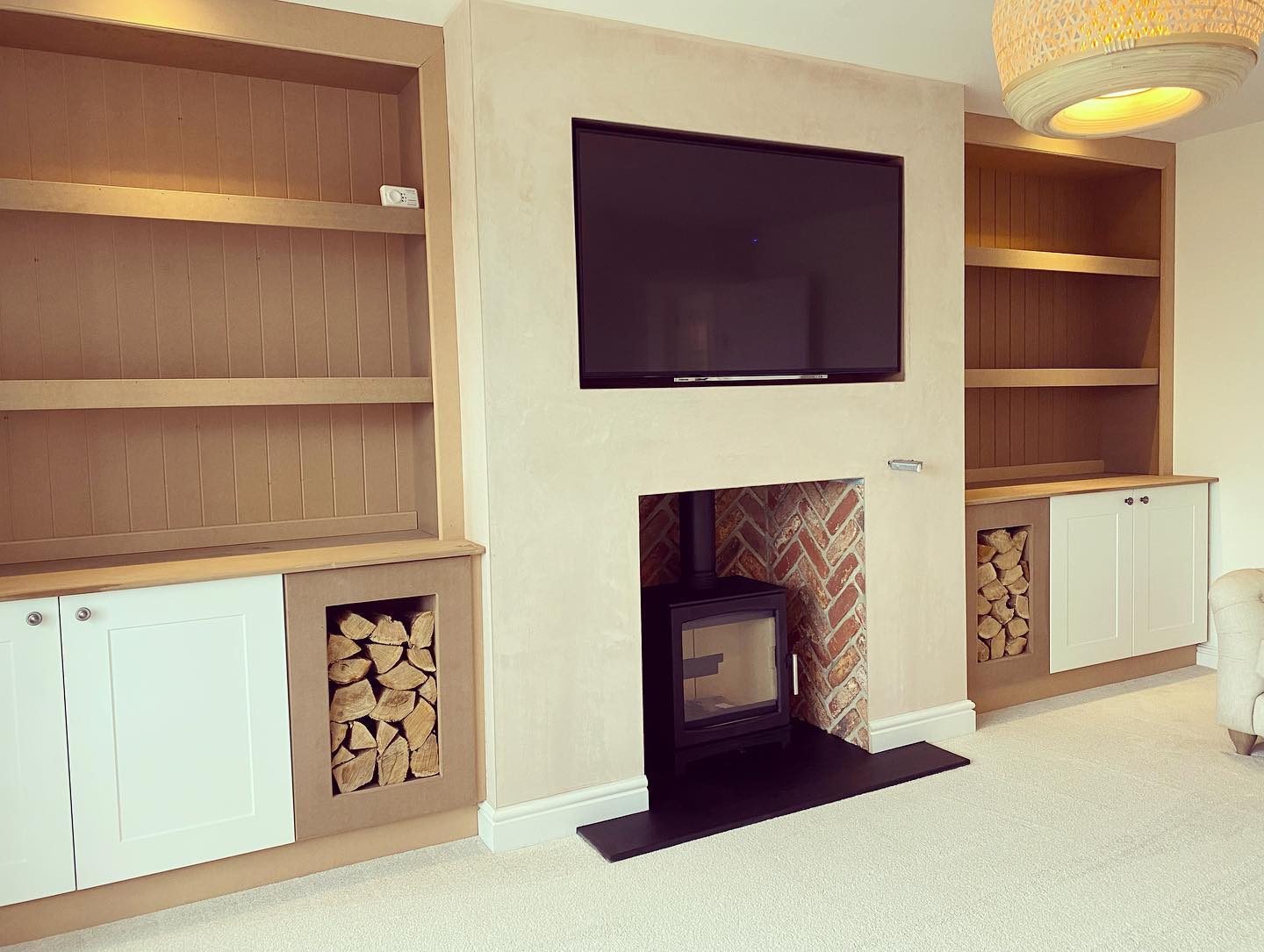 Crawcrook New-Build Living Room with Stove and Bespoke Bookcases view 5