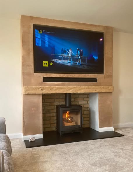 Wood Burner and Media Wall Installation in Woolpit, Suffolk view 4