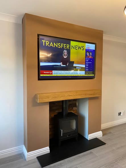 Steel-Framed Chimney Breast with Stove and Inset TV