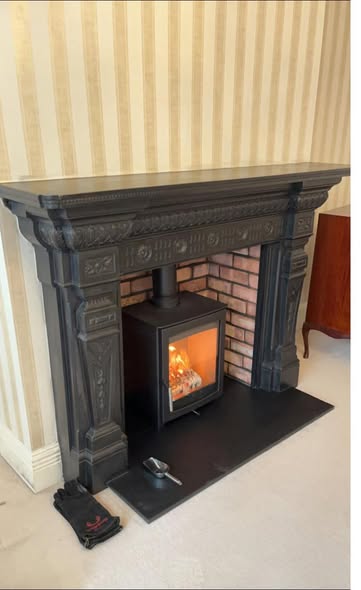 Steel-Framed Chimney Breast with Stove and Inset TV