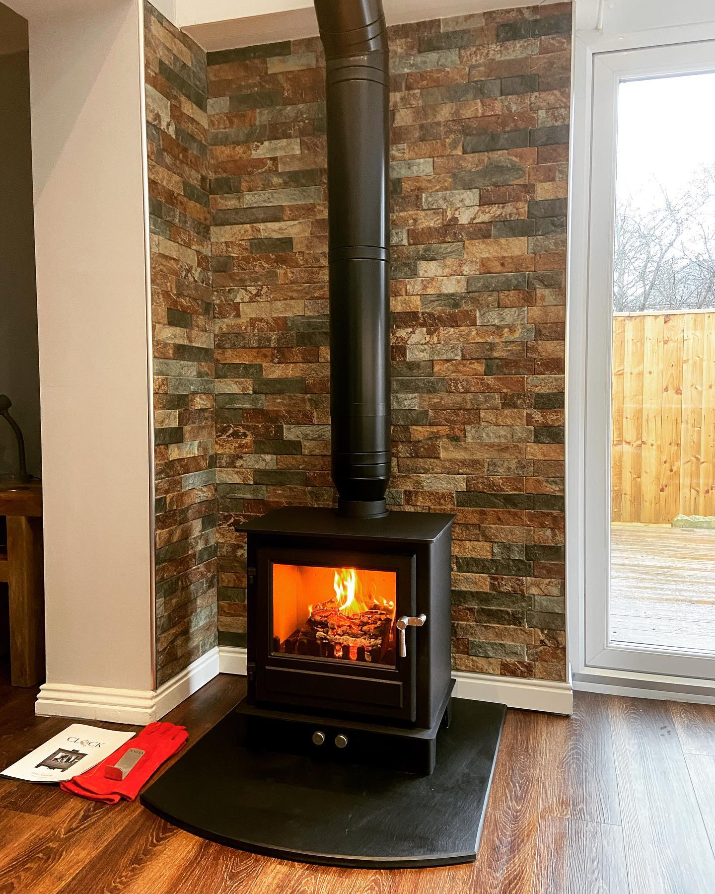 Clock Blithfield 5 Stove Through Conservatory Warm Roof view 3