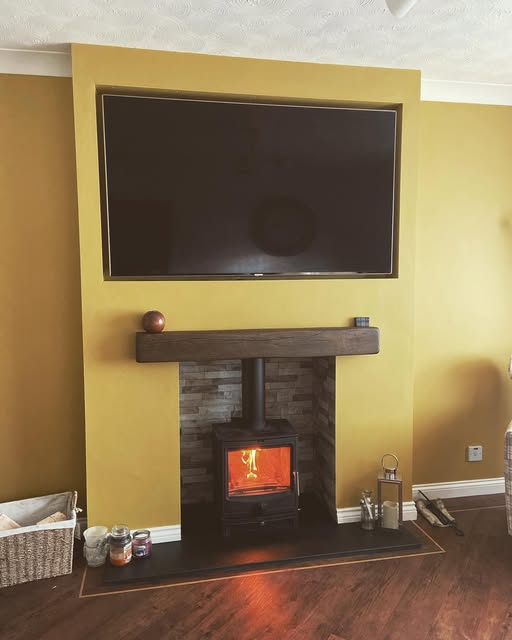Flat External Wall Transformed with Stove and Inset TV view 2