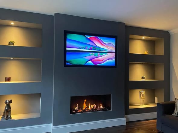 Norvik 5 Fireplace Transformation with Buff Limestone Hearth view 3