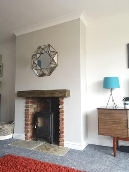 Norvik 5 Fireplace Transformation with Buff Limestone Hearth view 6