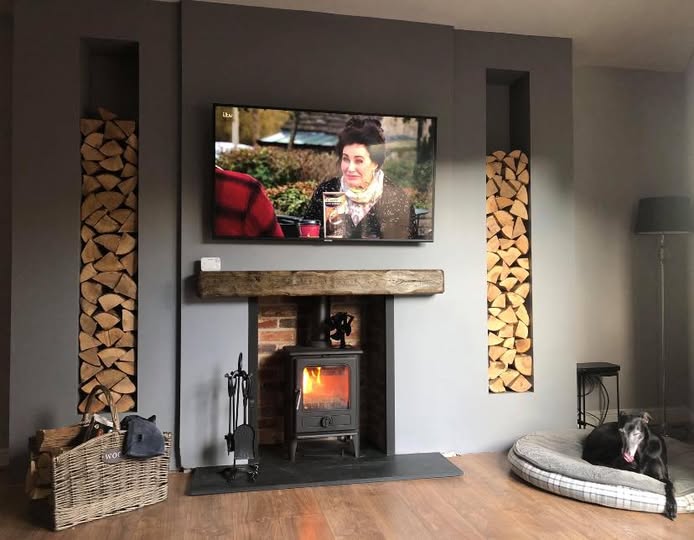 Norvik 5 Fireplace with Side Log Stores in North Broomhill