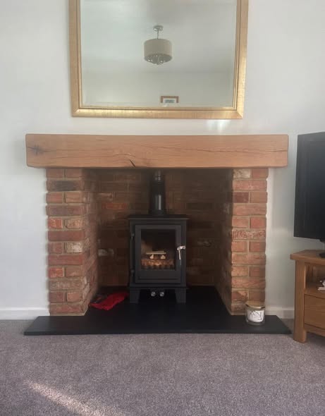 External Fireplace Chamber with Wood Burning Stove