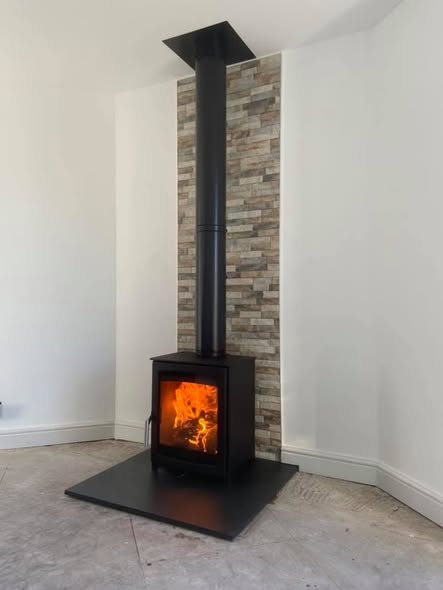 External Fireplace Chamber with Wood Burning Stove view 6