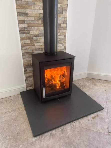 External Fireplace Chamber with Wood Burning Stove