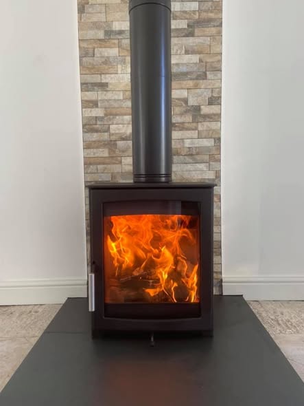 Herald Allure 07 Stove with Repointed Brick Chimney and Heat Shield view 3