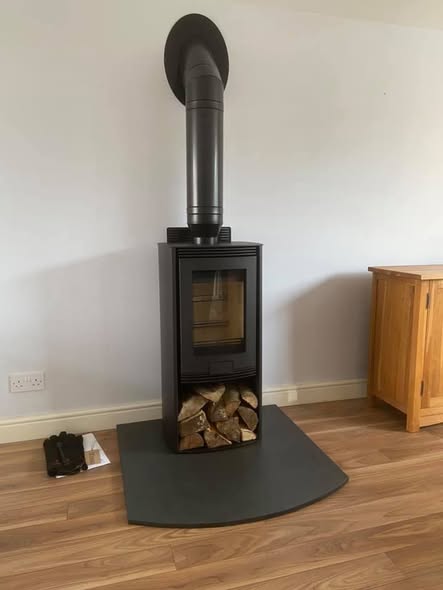 Bassington Cream Enamel Stove with Hybrid Chimney and Twin Wall Flue