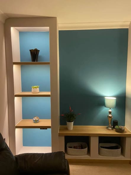 Herald Allure 04 Fireplace Wall with Solid Oak Shelving