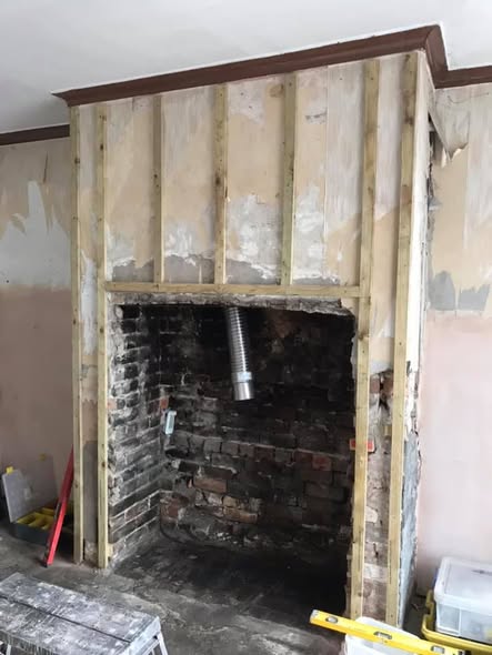 Large One-Day Fireplace Transformation with Tiled Chamber view 6