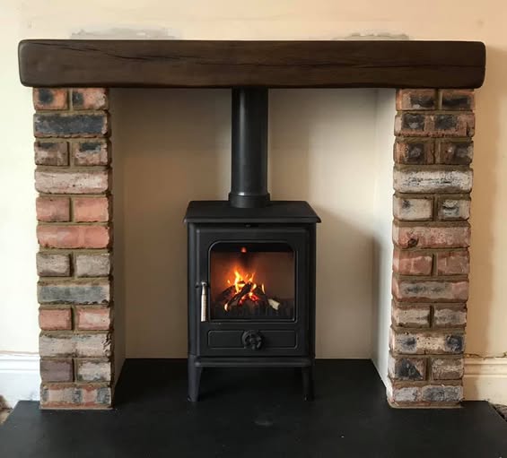 Norvik 5 Stove with Reclaimed Brick Pillars in Chester-le-Street