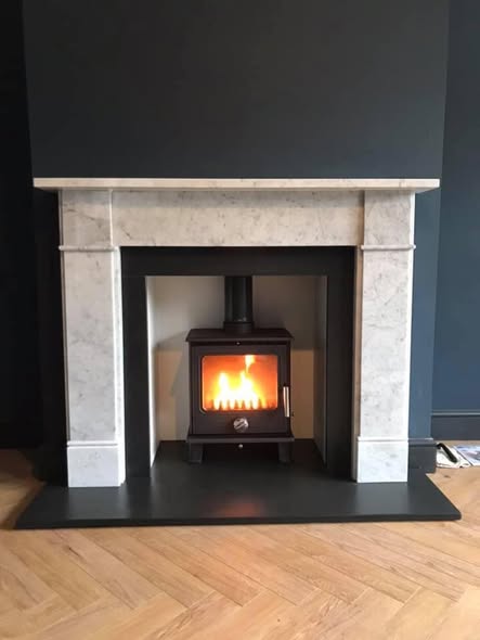 Bowfell Stove Fireplace Makeover with Lit Beam view 2