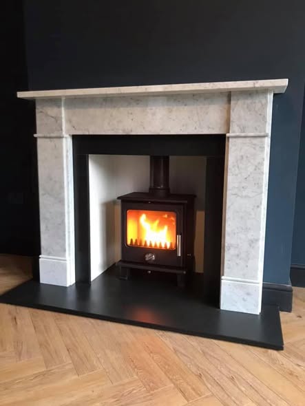 Bowfell Stove Fireplace Makeover with Lit Beam view 4