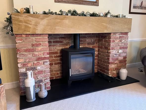 Custom Brick Fireplace with Parkray Aspect 8 Stove view 7