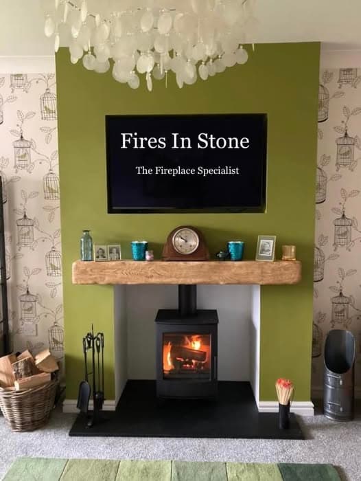 Blyth Feature Chimney Breast with Stove and Inset TV view 2