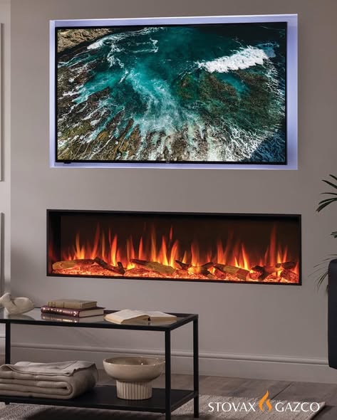 Contemporary electric fire wall detail