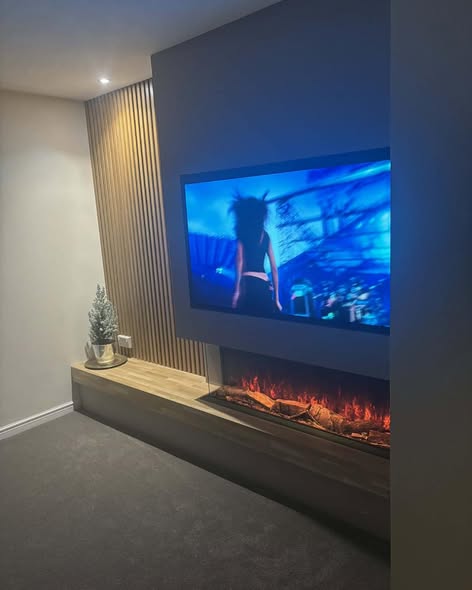 Bespoke Media Wall with Vision Solus 150 Electric Fire view 7