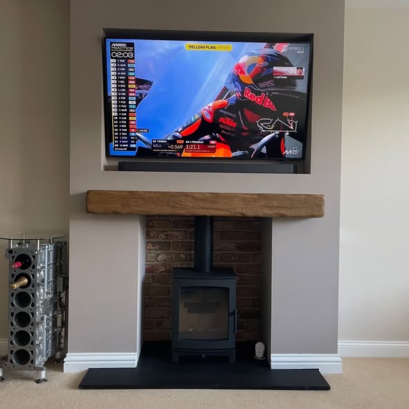 False Chimney Breast with Inset TV and Wood Burning Stove view 6