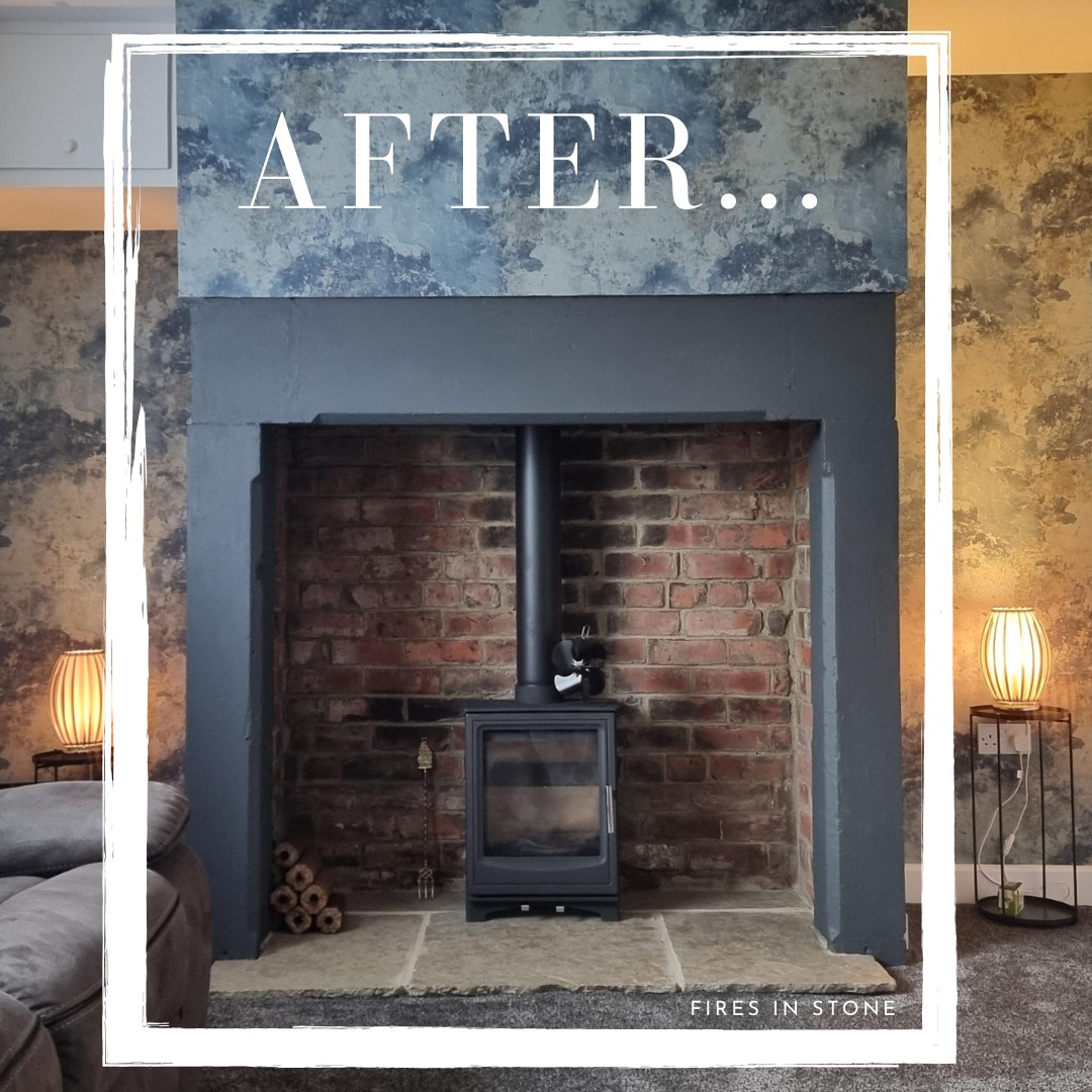 100-Year-Old Fireplace Restored with Ecoflame 2 Stove view 2